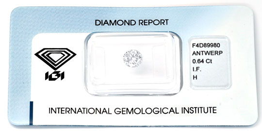 Foto 1 - Diamant, IGI, 0,64ct Lupenrein Wesselton, VG/VG, D5641