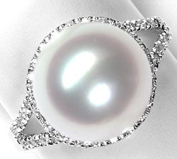 Foto 1 - Feinste Riesen Südsee Perle Brillanten-Ring Weißgold, S1277