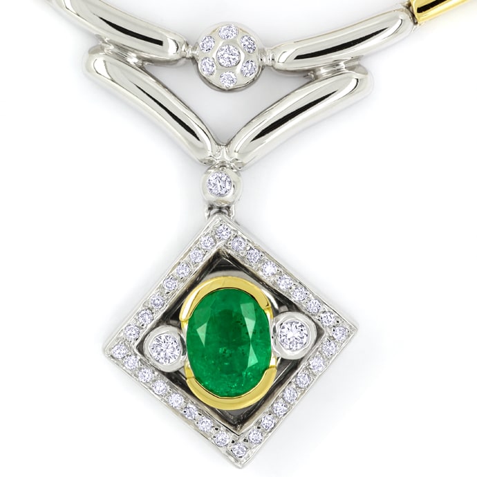 Foto 3 - Collier mit Spitzen Smaragd und Diamanten in 750er Gold, S1457