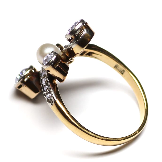 Foto 3 - Jugendstil Ring mit Perle 0,85ct Diamanten, Gold-Platin, S1780