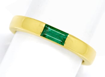 Foto 1 - Glänzender Bandring mit Smaragd Baguette 18K Gelbgold, S2510