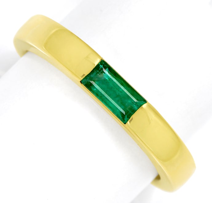 Foto 2 - Glänzender Bandring mit Smaragd Baguette 18K Gelbgold, S2510