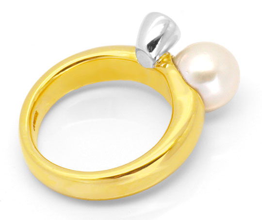 Foto 3 - Diamant Akoya Perl Ring, Gelbgold-Weißgold, S3886
